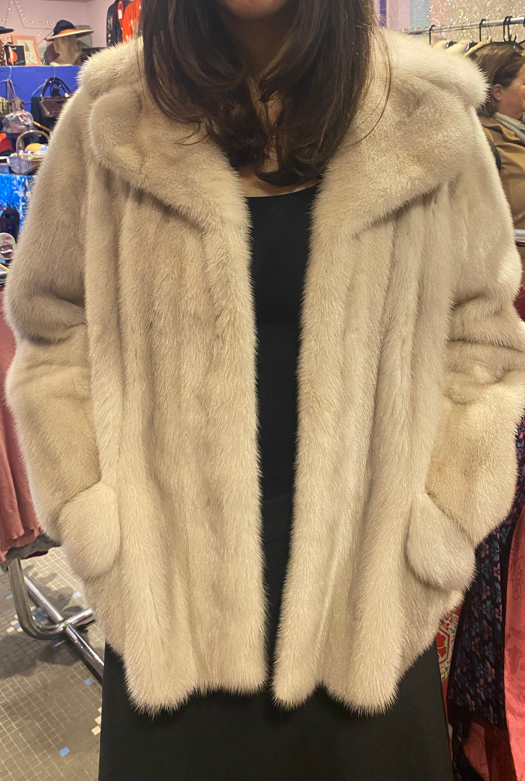 Mink jacket with pockets