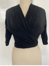 Load image into Gallery viewer, Huppert black ballerina vintage wool top
