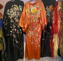 Load image into Gallery viewer, Embroidered black silk kimono
