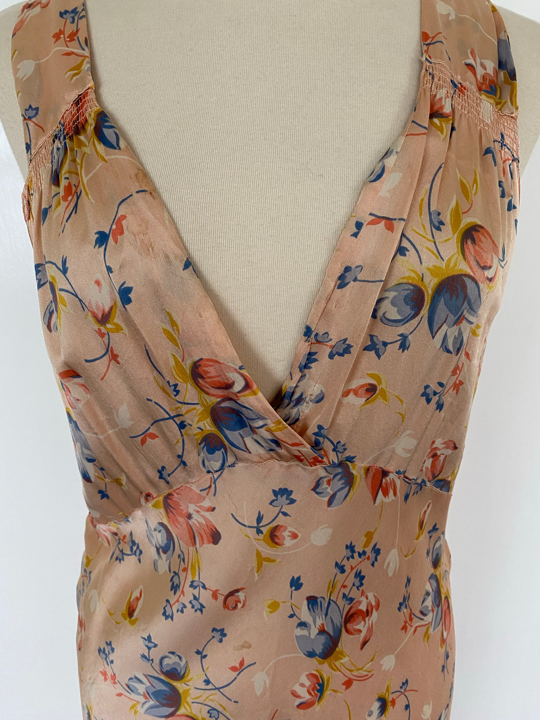 Silk peach floral nighty